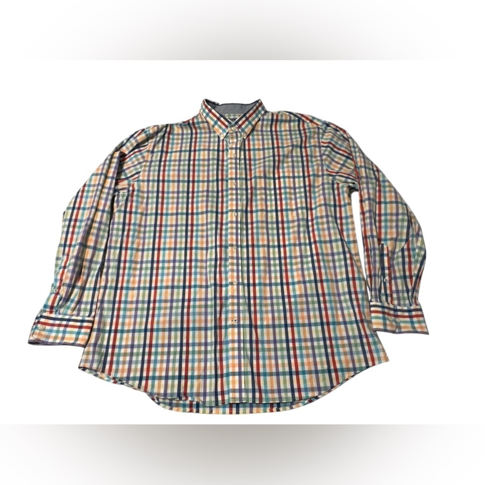 IZOD men’s size XXL long sleeve plaid button down 100% cotton shirt
